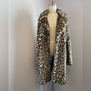 NWOT Trina Turk Leopard Print Faux Fur Coat
